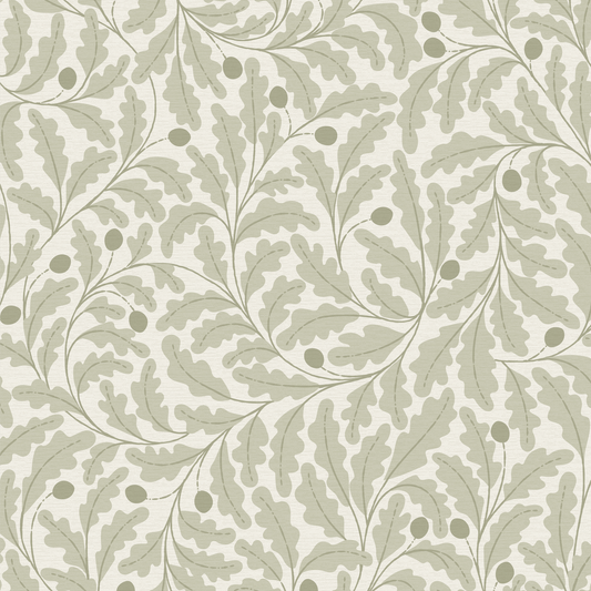 Patterned wallpaper with leaf design on a light background