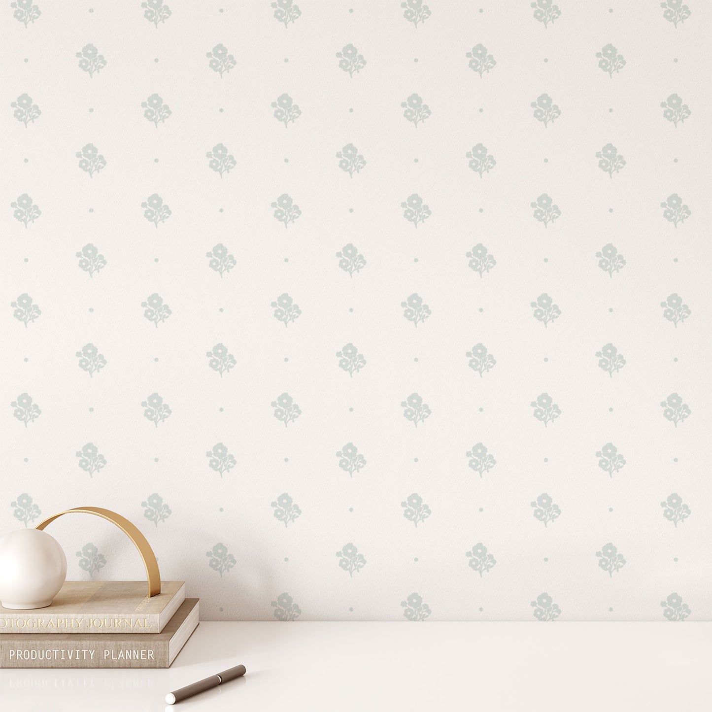 Elevate your home decor with our Cambridge Wallpaper in a sophisticated gray sage hue shown in full size image.