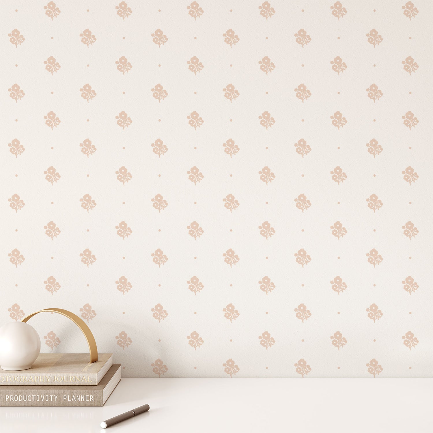 Elevate your home decor with our Cambridge Wallpaper in a sophisticated peach shown in full size image.