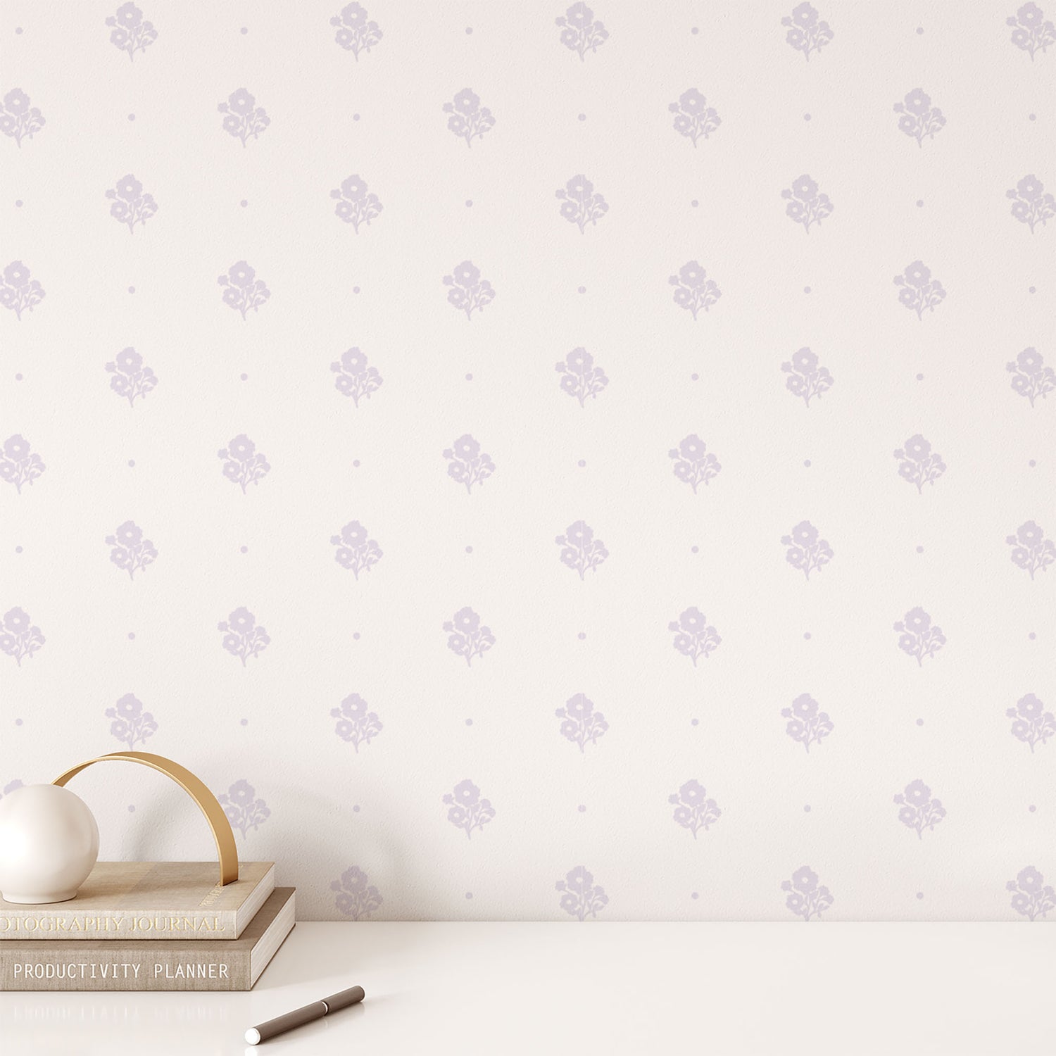 Elevate your home decor with our Cambridge Wallpaper in a sophisticated lavender shown in full size image.