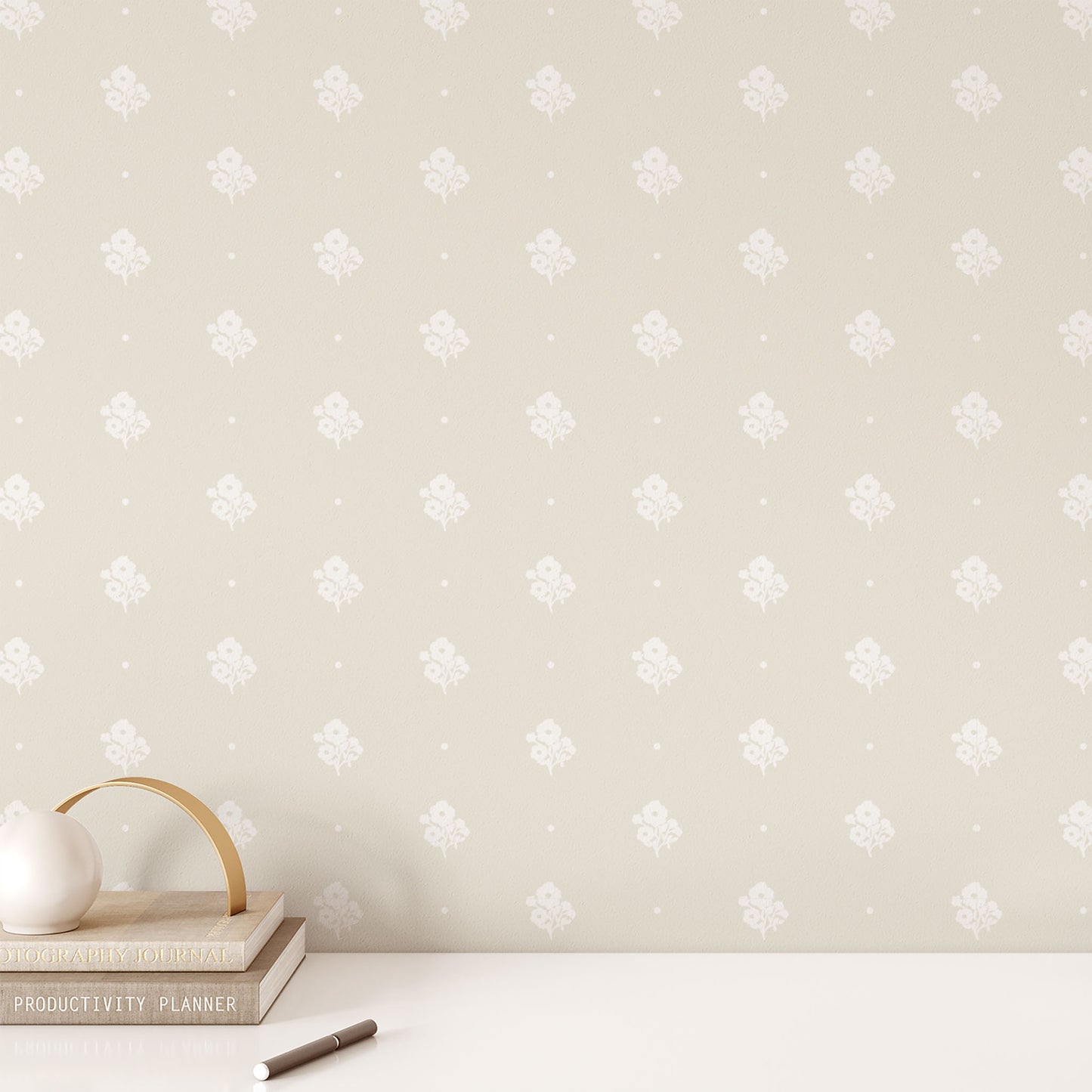 Elevate your home decor with our Cambridge Wallpaper in a sophisticated sand shown in a full size image.