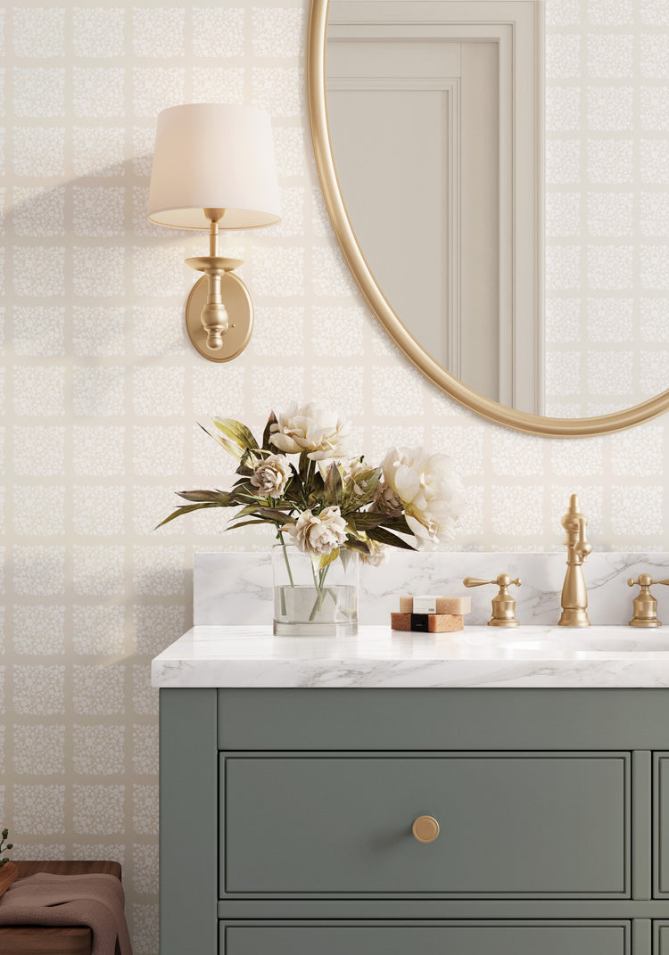 Chelsea Wallpaper - White on Taupe – Ayara Home