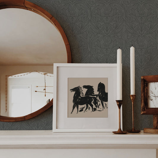 Featuring a subtle combination of florals, this blue wallpaper adds a touch of elegance shown in full size image.