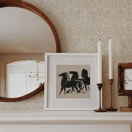 Featuring a subtle combination of florals, this taupe wallpaper adds a touch of elegance shown in full size image.