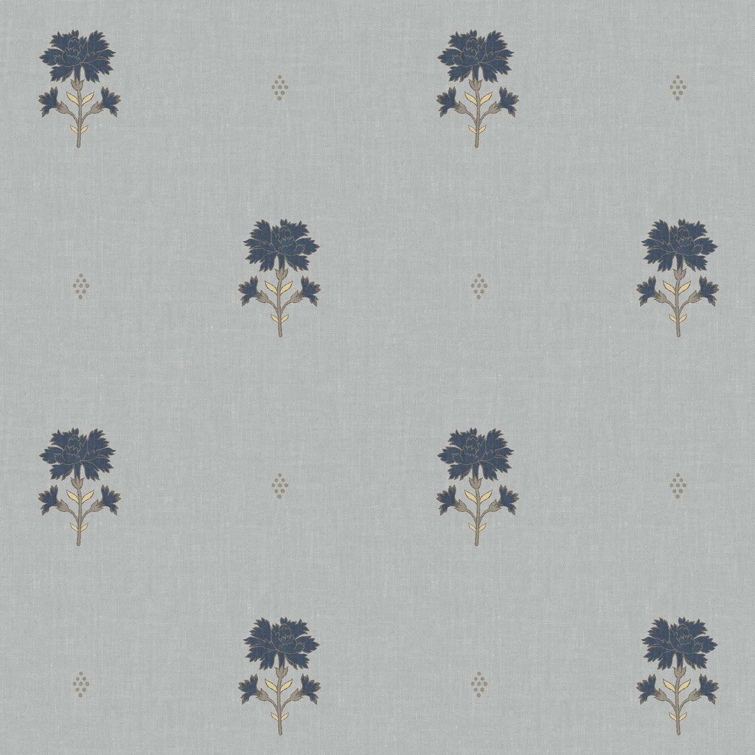 Carnations wallpaper in Dusty Blue shown close up.