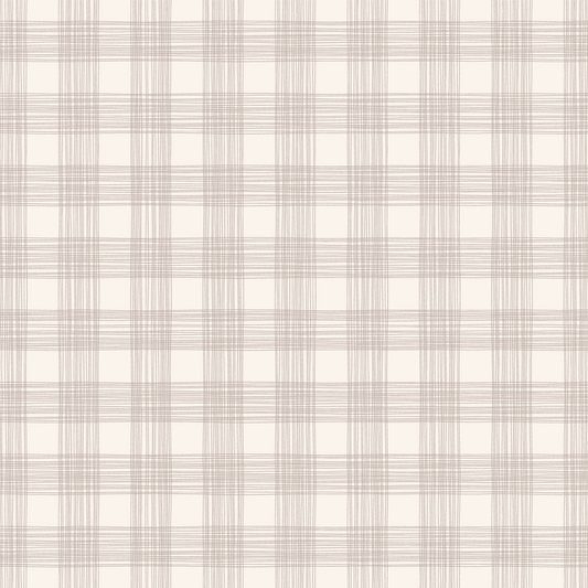 Closeup of Office Wall featuring Ayara's Checked Marks Peel and Stick, Removable Wallpaper in Taupe
