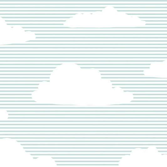 Clouds and Stripes Wallpaper - Blue