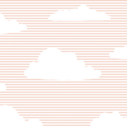 Clouds and Stripes Wallpaper - Pink