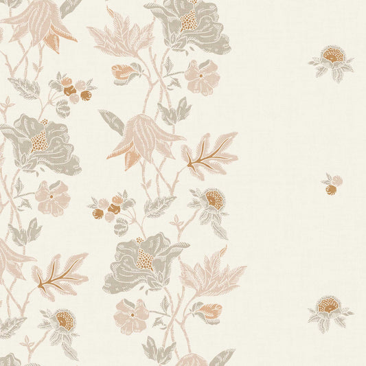 Closeup view of our Coral Vines Wallpaper in Cream
