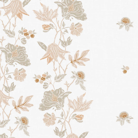 Closeup view of our Coral Vines Wallpaper in Neutral
