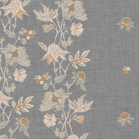 Closeup view of our Coral Vines Wallpaper in Gray