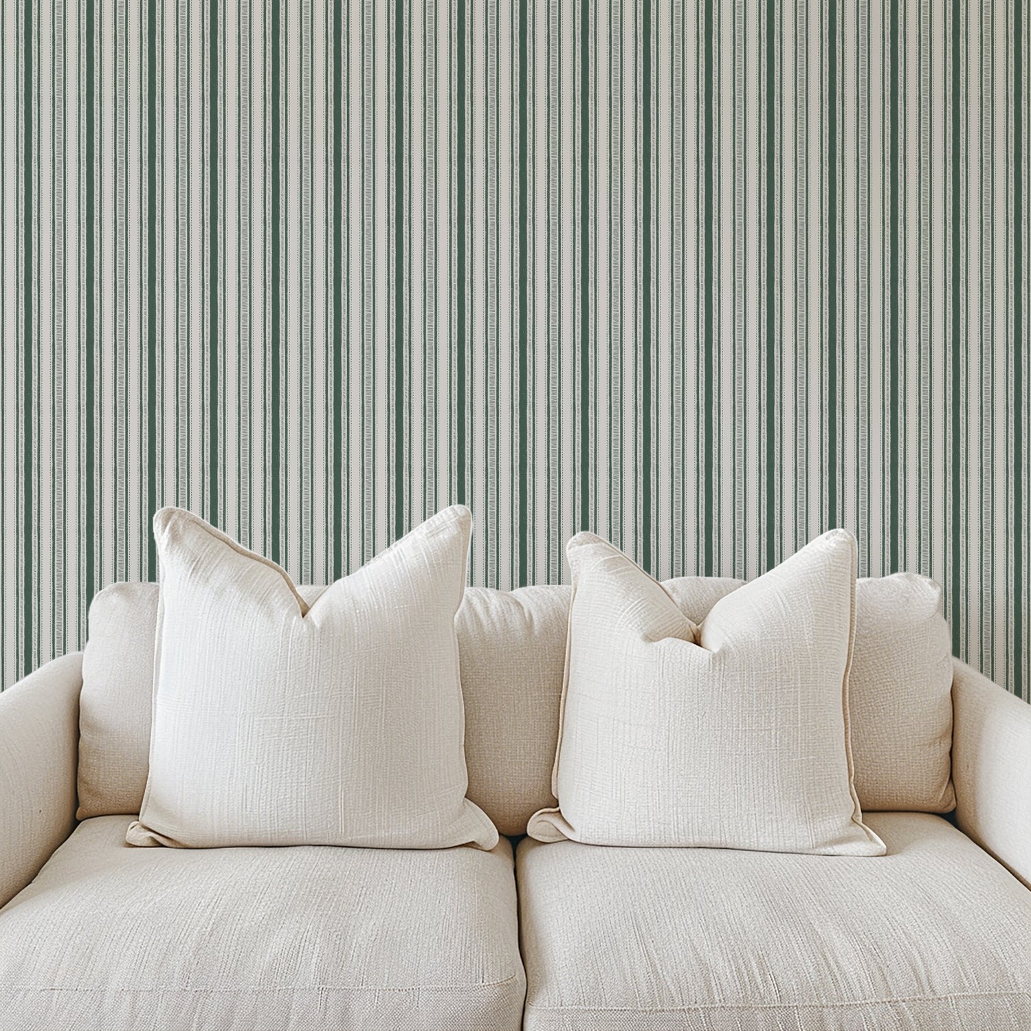 Cottage Stripes in Pine shown in a living room.