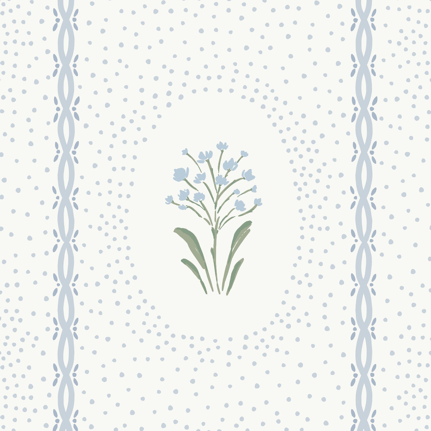 Cottage Dainty Floral wallpaper in blue in a closeup view