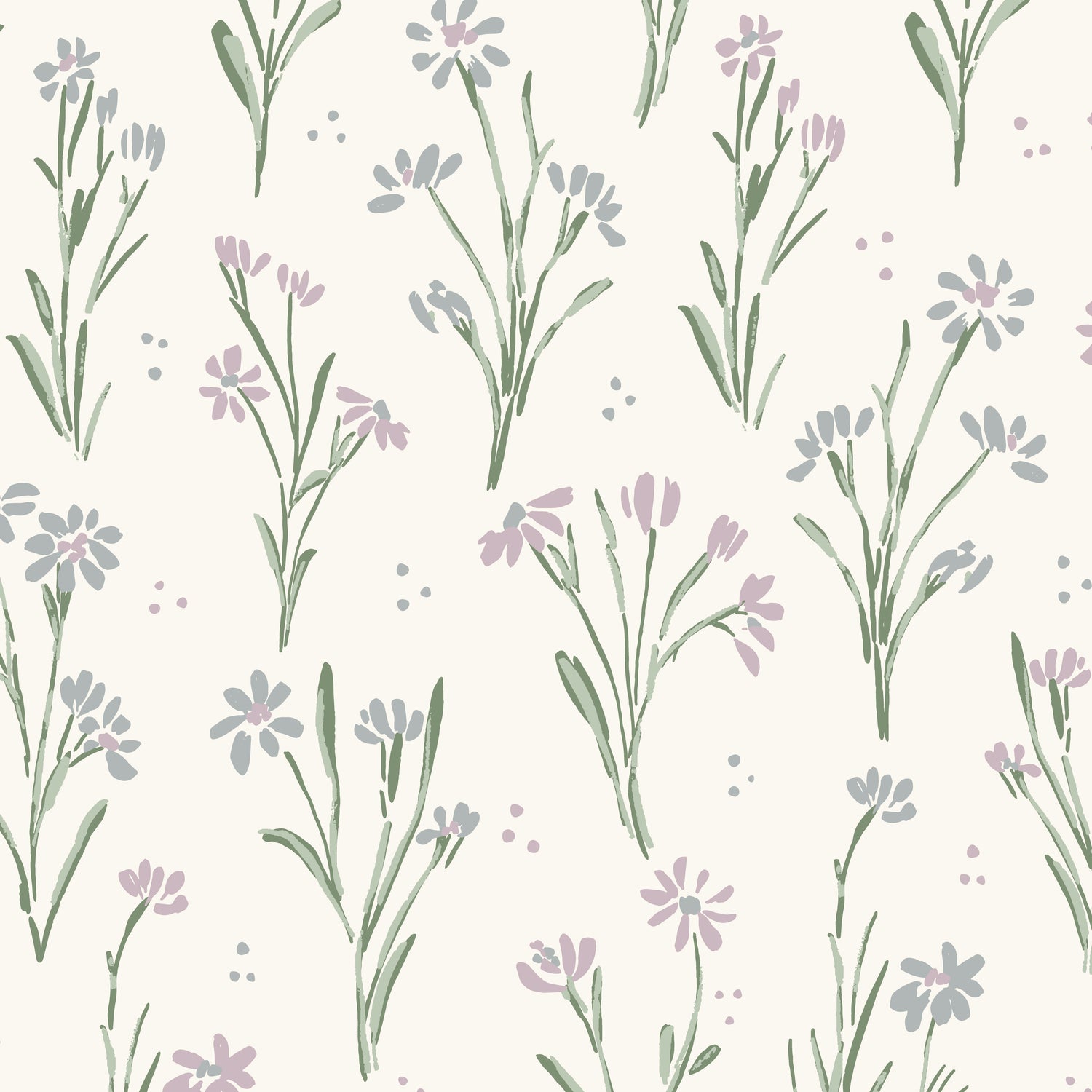 Cottage Garden Wallpaper in Meadow Green in a closeup view