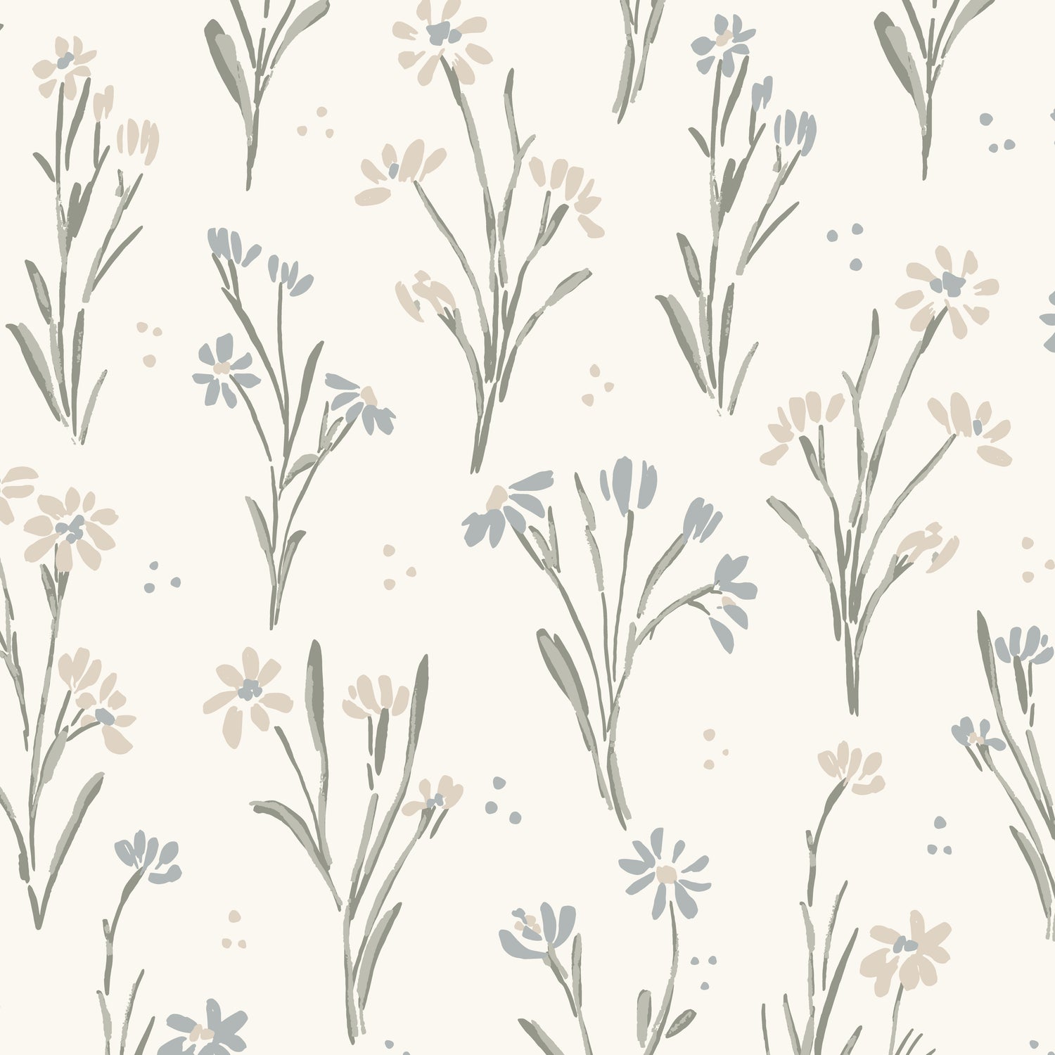 Cottage Garden Wallpaper in Neutral shown in an upclose view