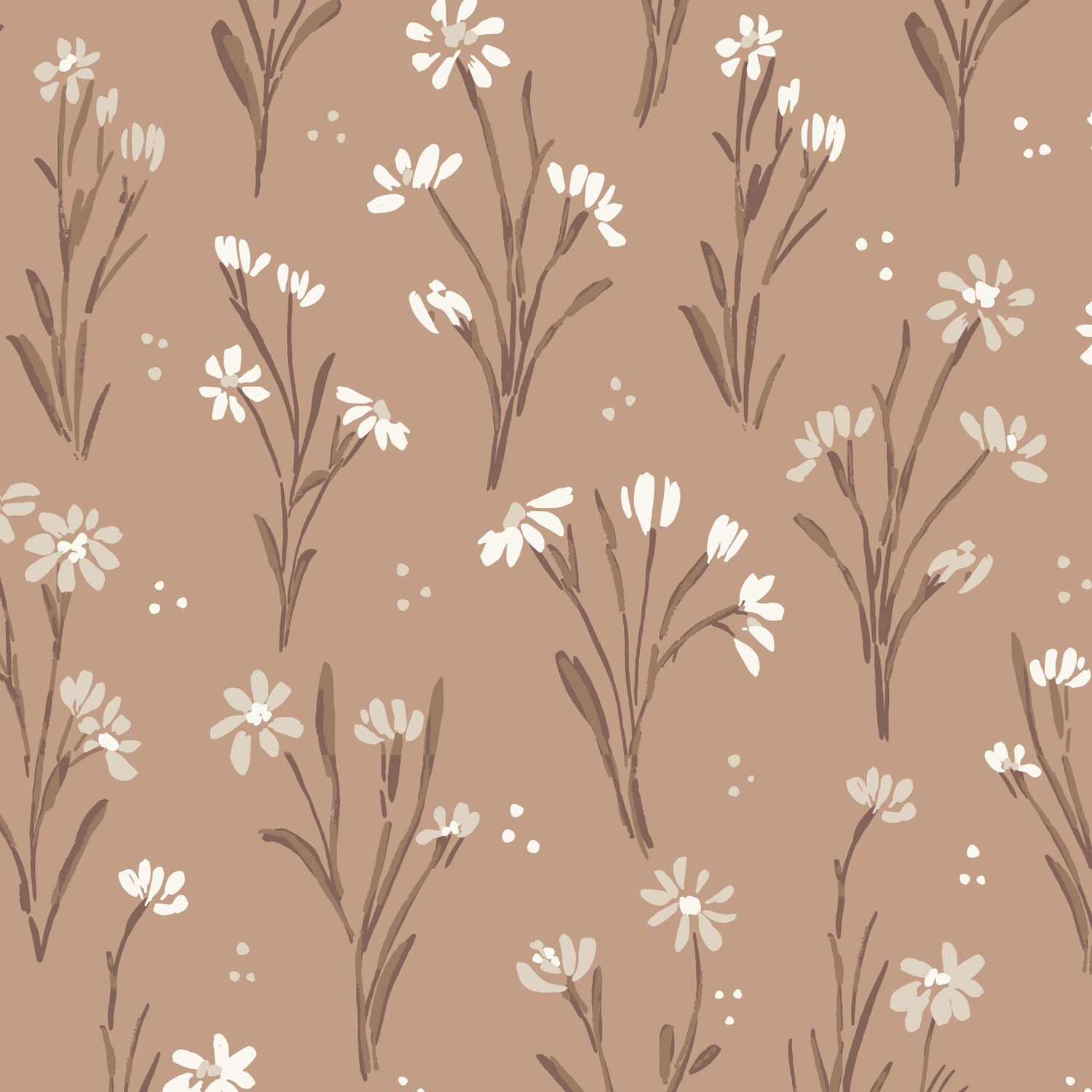 Cottage Garden Wallpaper in Peach in a closeup view