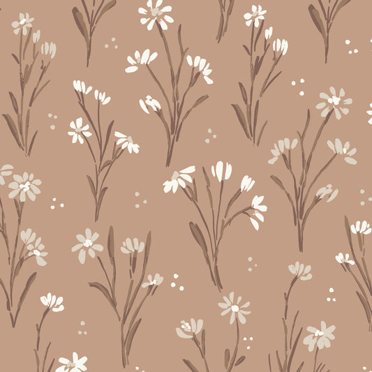 Cottage Garden Wallpaper in Peach in a closeup view