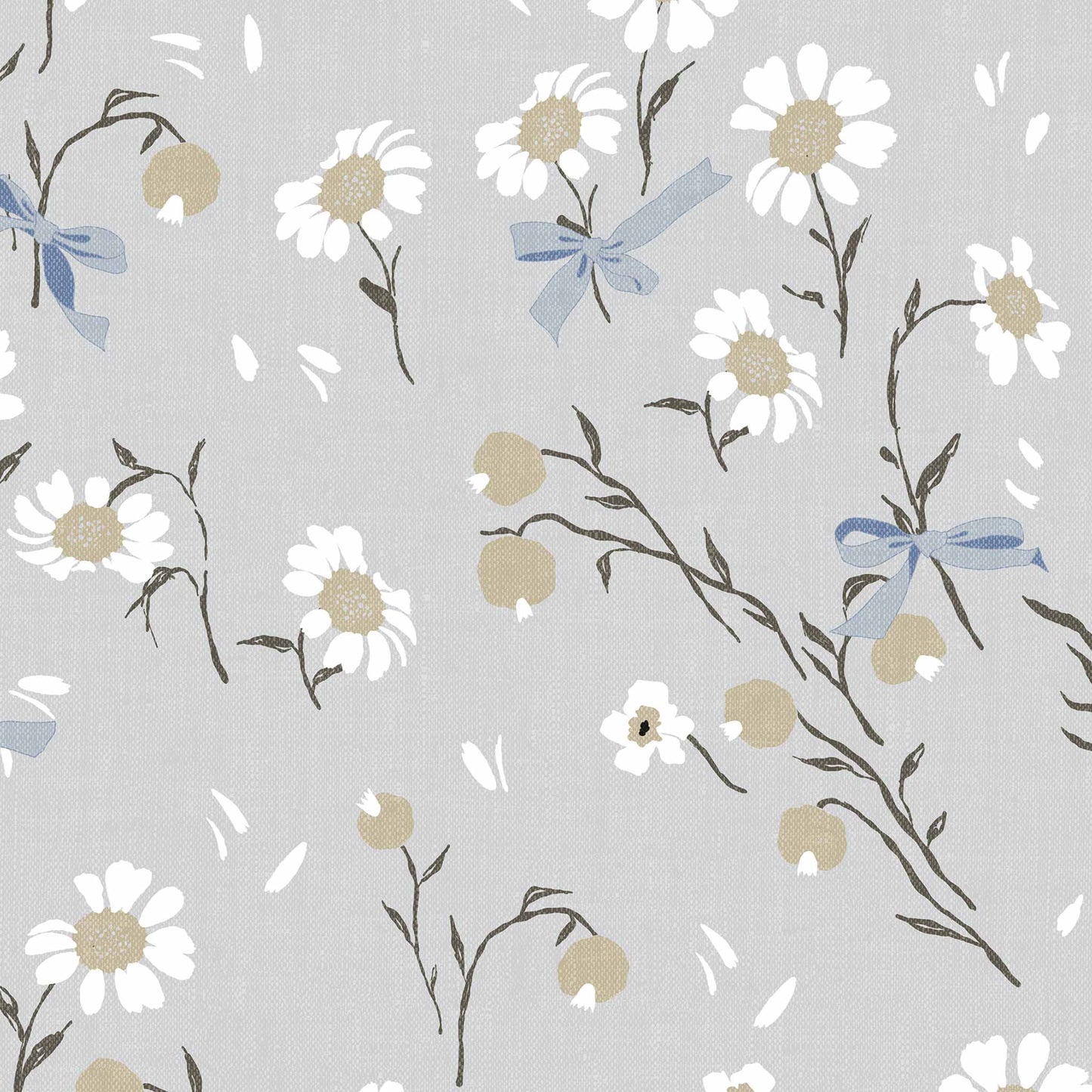 Daisies and Bows Wallpaper - French Blue