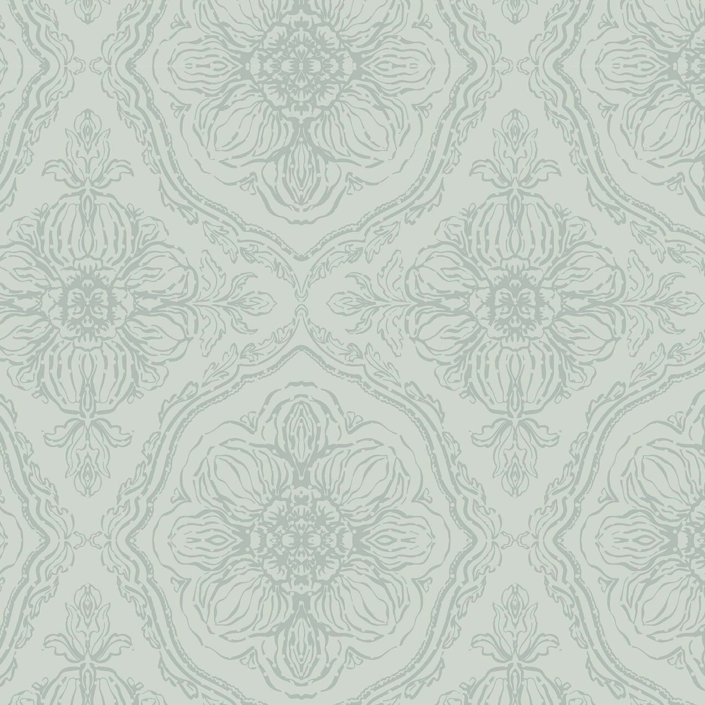 Damask Dahlias Wallpaper - Sage