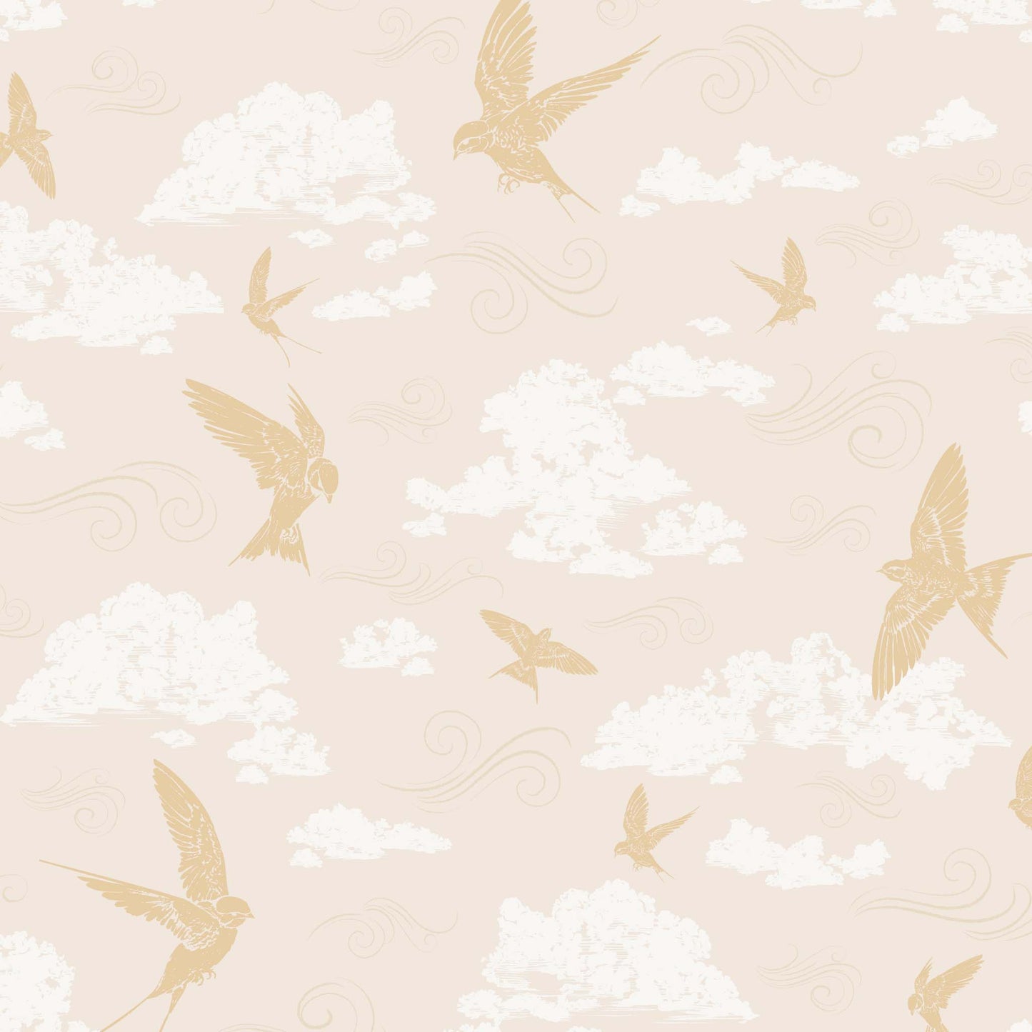 Dancing Swallows Wallpaper in Golden Hour shown close up.