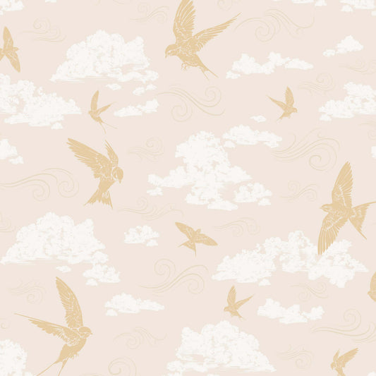 Dancing Swallows Wallpaper in Golden Hour shown close up.