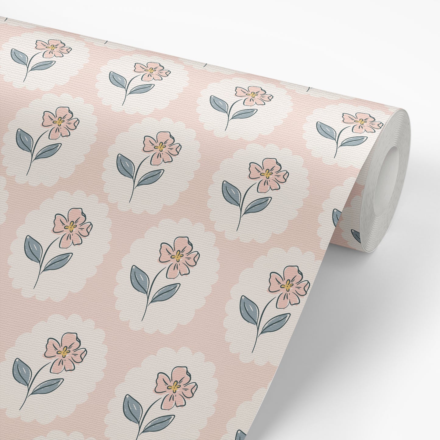 Wallpaper Roll featuring Dancing Petals Peel and Stick, Removable Wallpaper in Blush