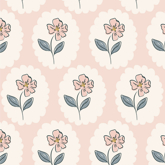 Closeup of Dancing Petals Peel and Stick, Removable Wallpaper in Blush