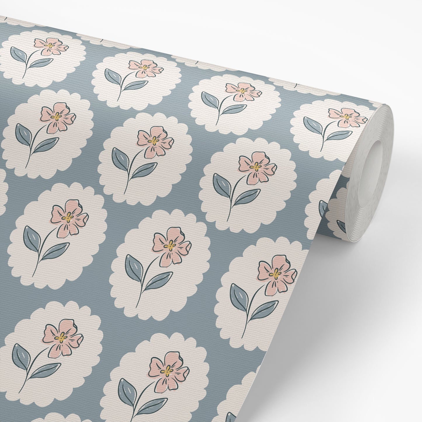 Wallpaper Roll featuring Dancing Petals Peel and Stick, Removable Wallpaper in Sky Blue
