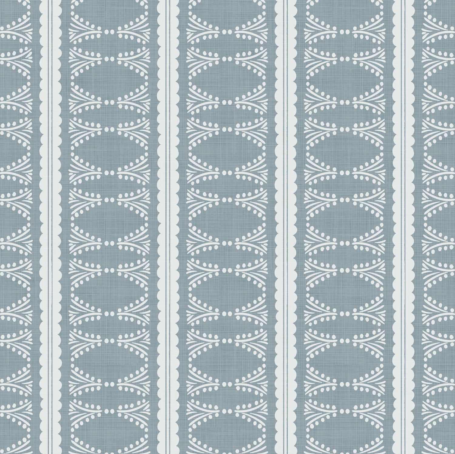 Scalloped Victorian Stripe Wallpaper shown close up.