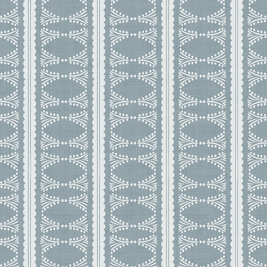 Scalloped Victorian Stripe Wallpaper shown close up.