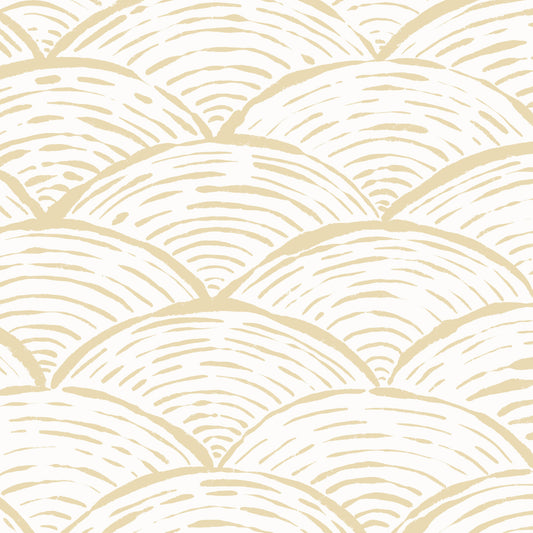 Scallops Wallpaper in Tan shown in a close up view.