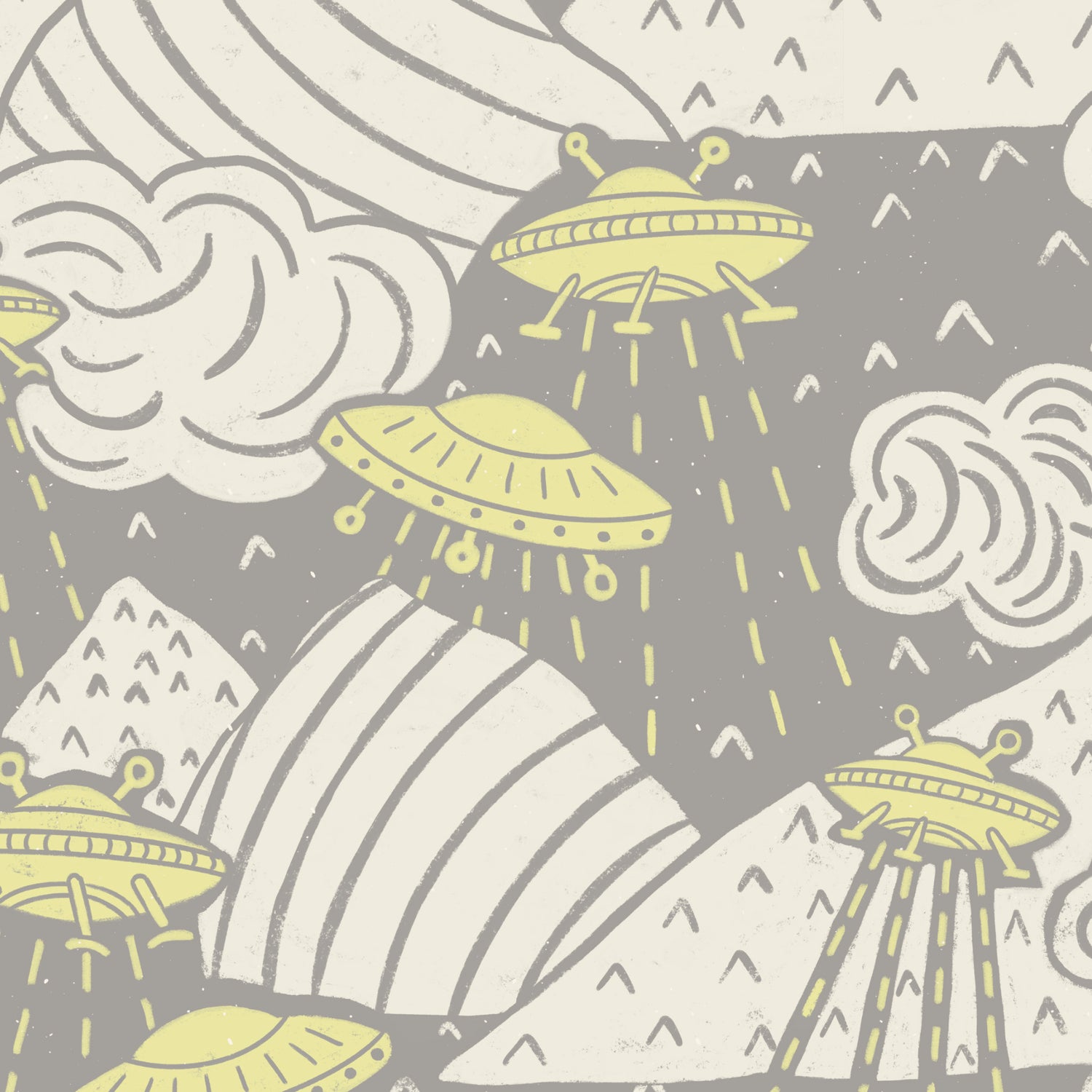 UFO Wallpaper in Gray shown in a close up view.