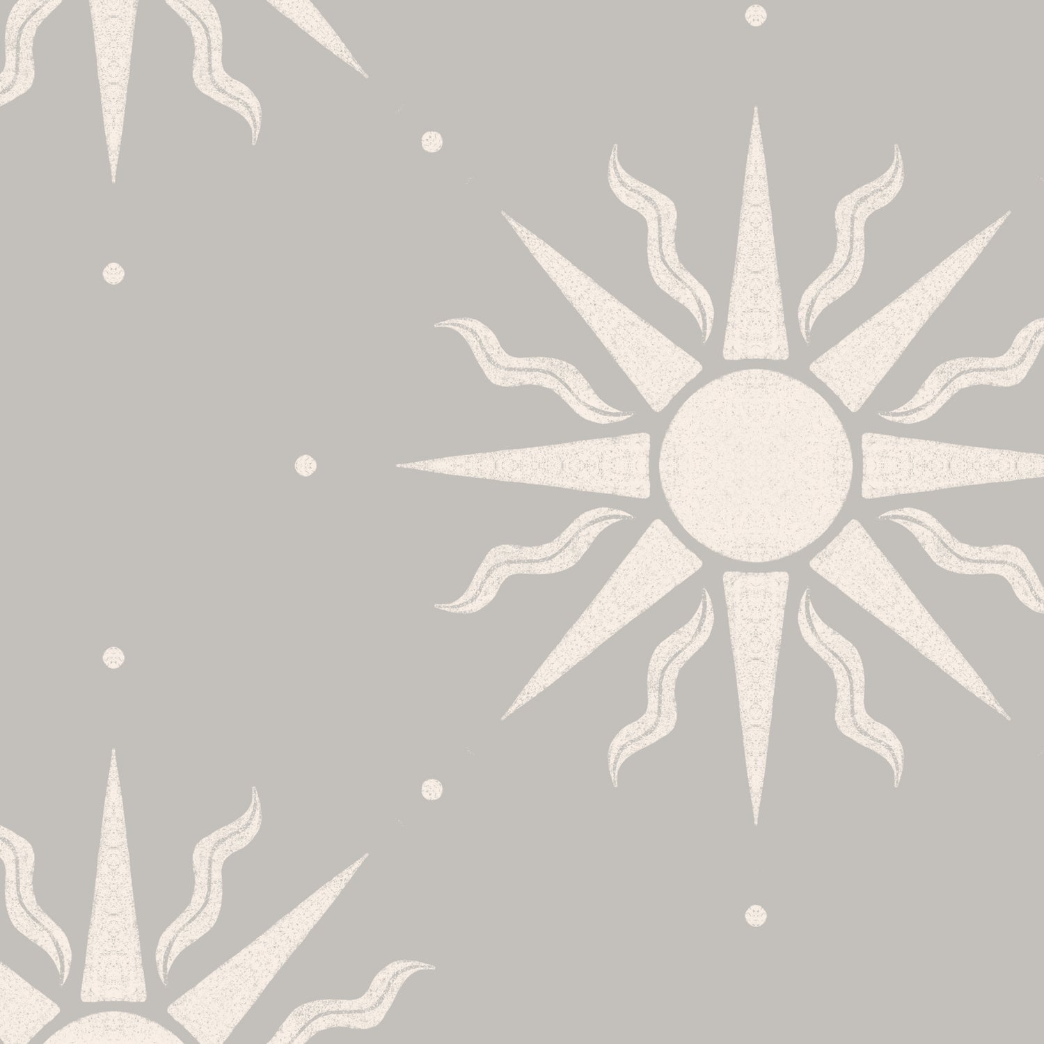 Sunny Suns Wallpaper in Gray shown in a close up view.