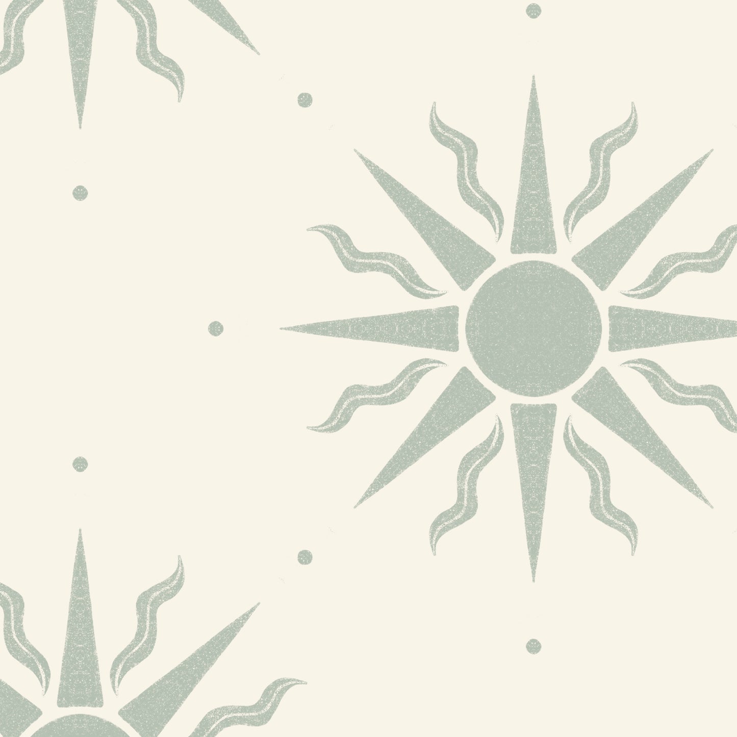 Sunny Suns Wallpaper in Sea Green shown in a close up view.
