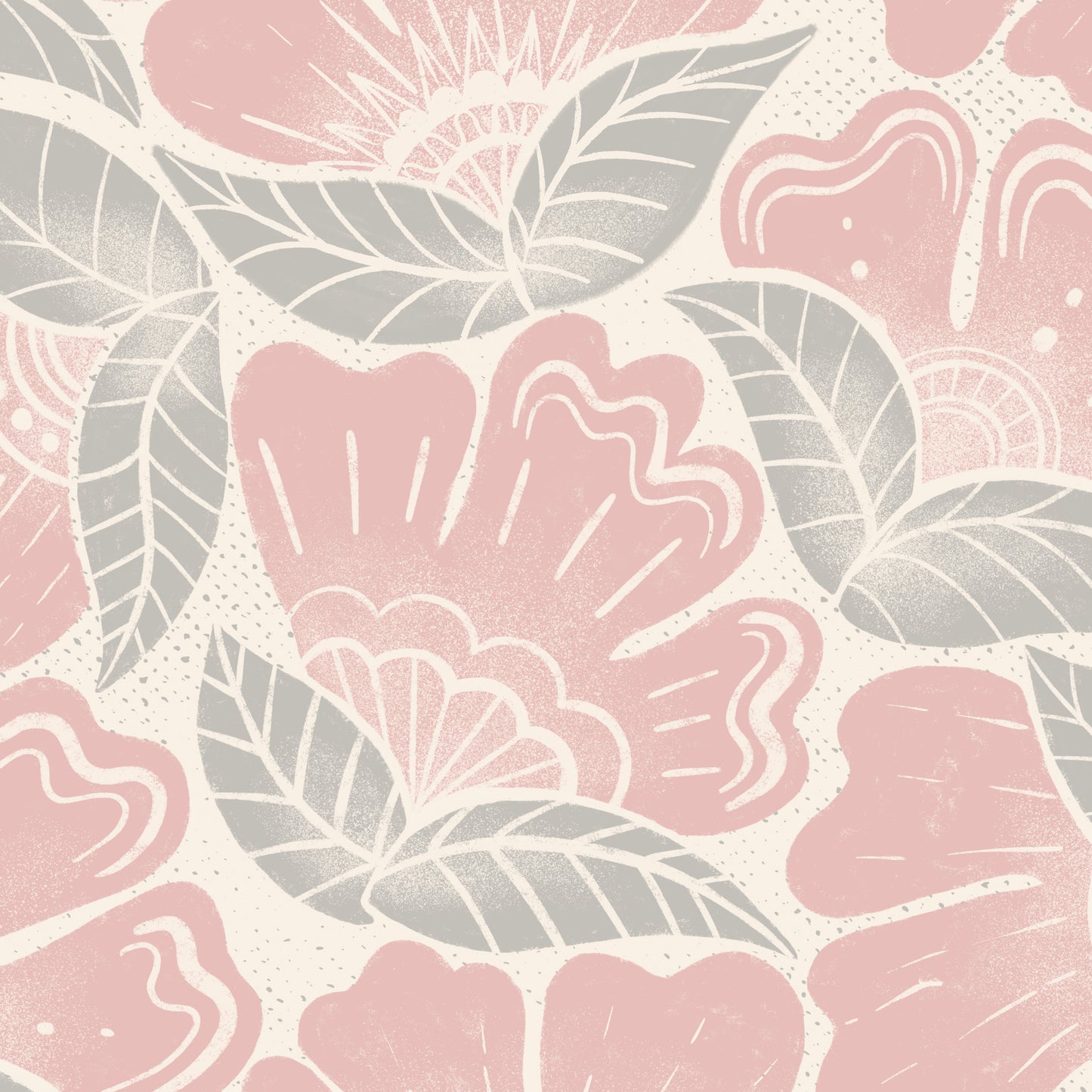 Scattered Flowers Wallpaper in Rosy Pink shown in a close up view.