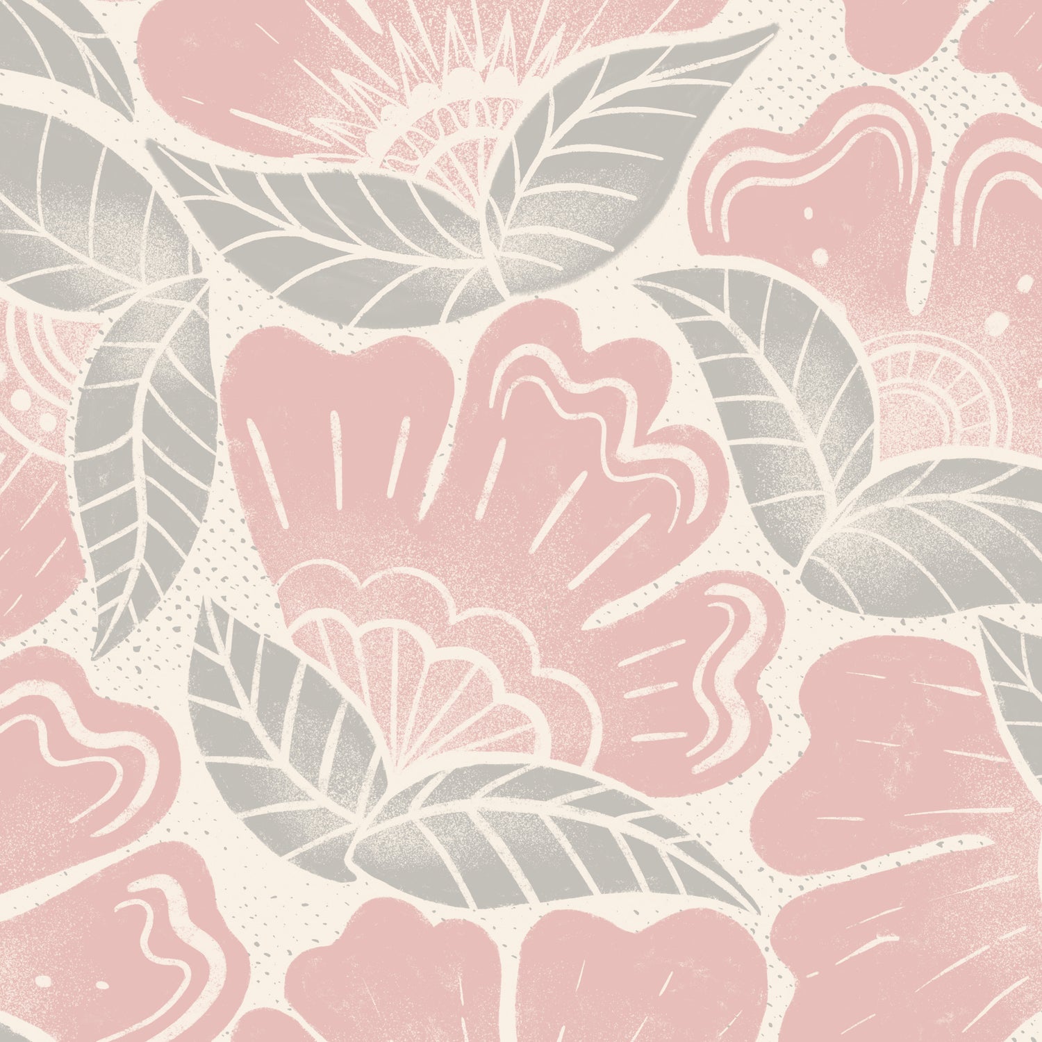 Scattered Flowers Wallpaper in Rosy Pink shown in a close up view.