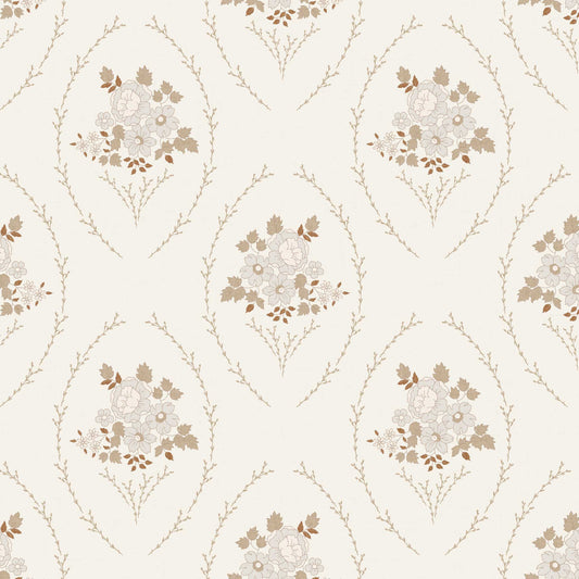 Closeup of our Farmhouse Blooms Wallpaper in Lace