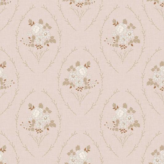 Closeup view of our Farmhouse Blooms Wallpaper in Soft Pink