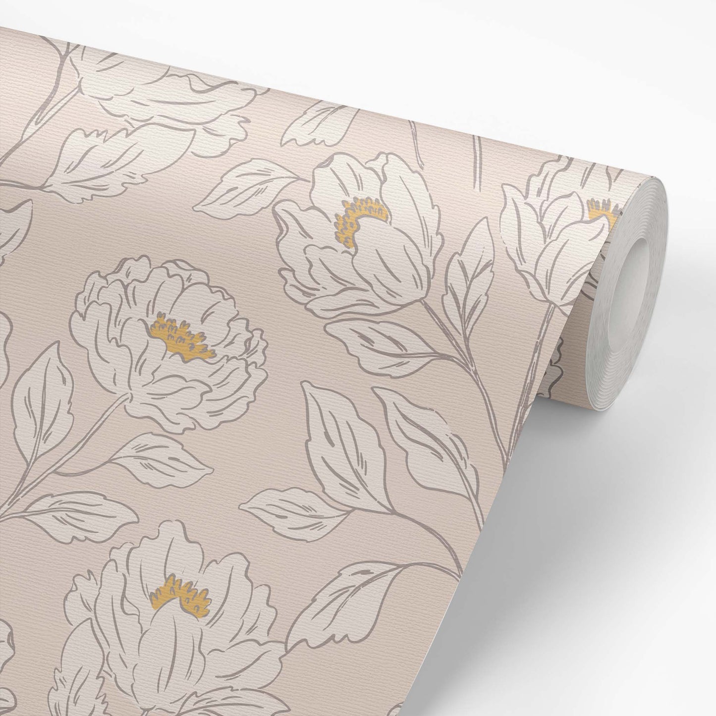 Wallpaper Roll featuring Floral Toile Peel and Stick, Removable Wallpaper in Blush