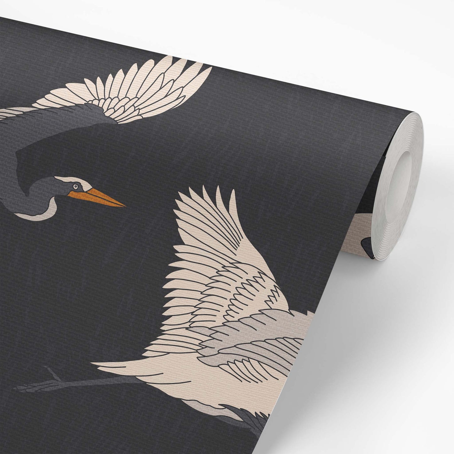 Flying Herons Wallpaper - Charcoal