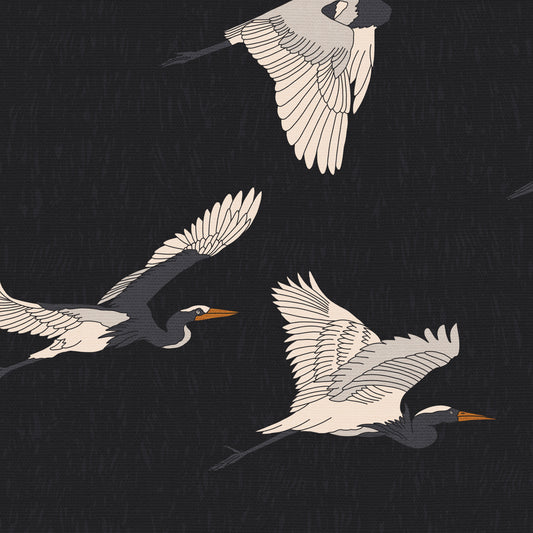 Flying Herons Wallpaper - Charcoal