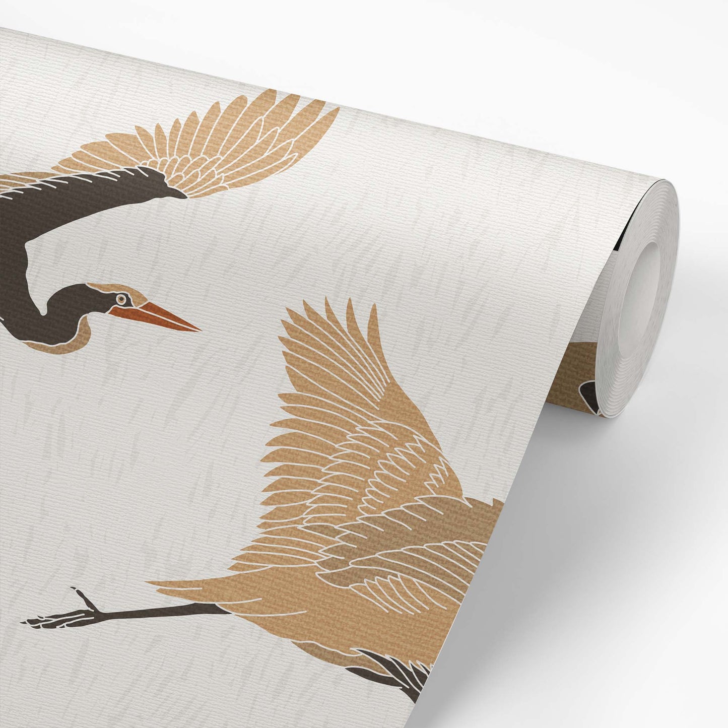 Flying Herons Wallpaper - Cream