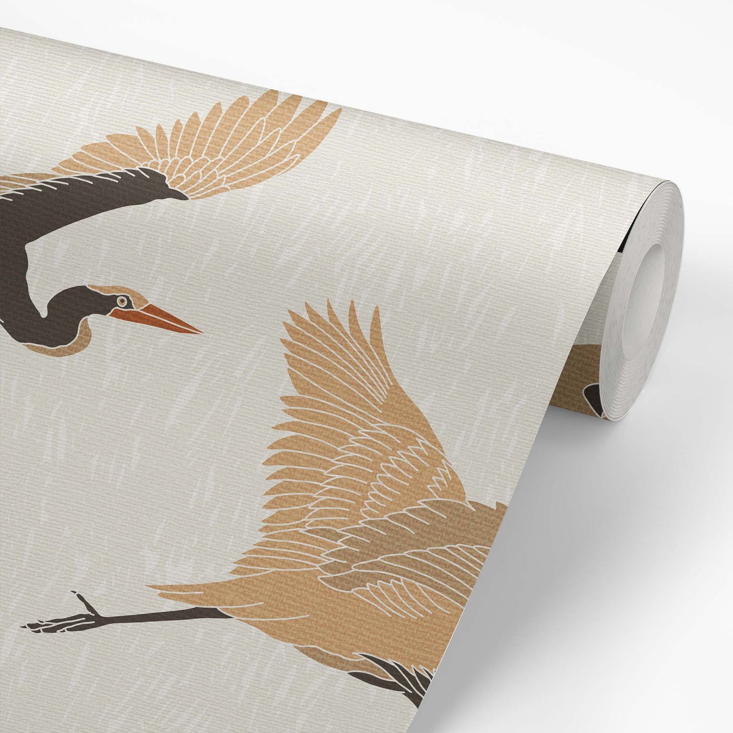 Flying Herons Wallpaper - Light Tan