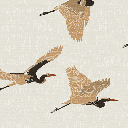 Flying Herons Wallpaper - Light Tan