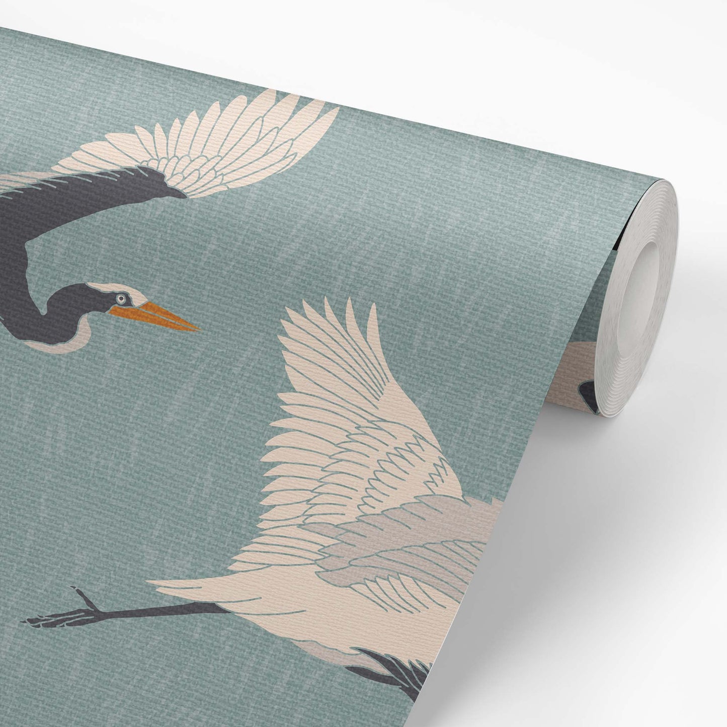 Flying Herons Wallpaper - Teal