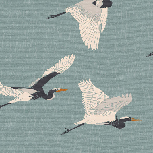 Flying Herons Wallpaper - Teal