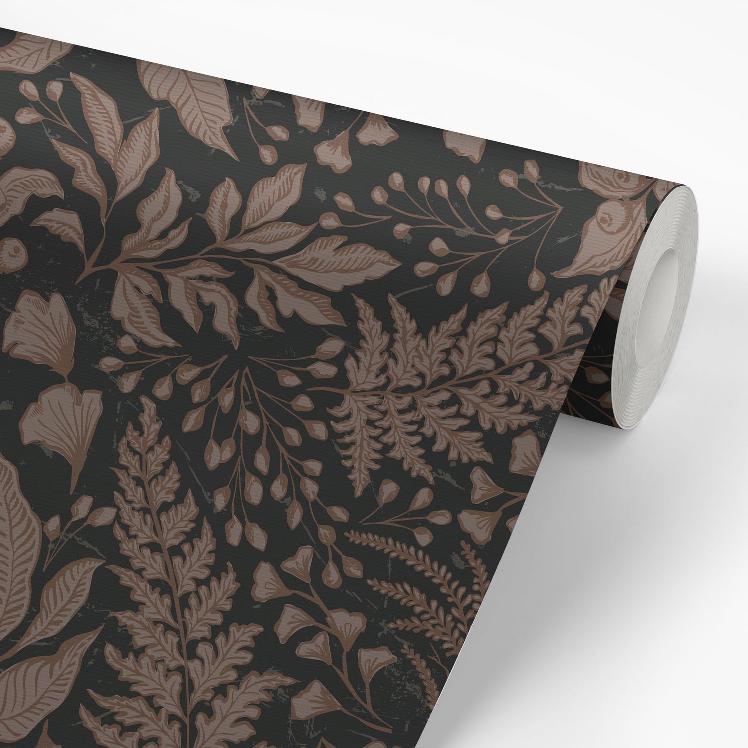 Roll of decorative paper with a leaf pattern