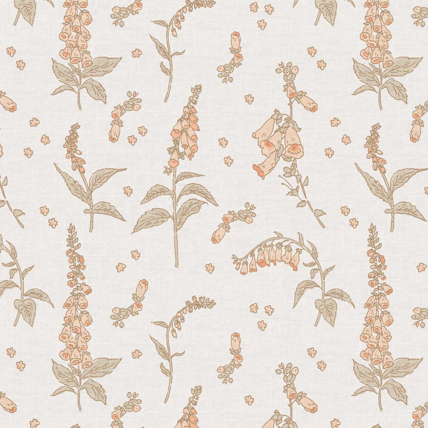 Enliven the spirit of any space with this gorgeous Foxgloves Wallpaper - Soft Gray! Its delicate botanical design will bring a touch of feminine charm & character to your walls. Perfect for a nursery or a playroom space.