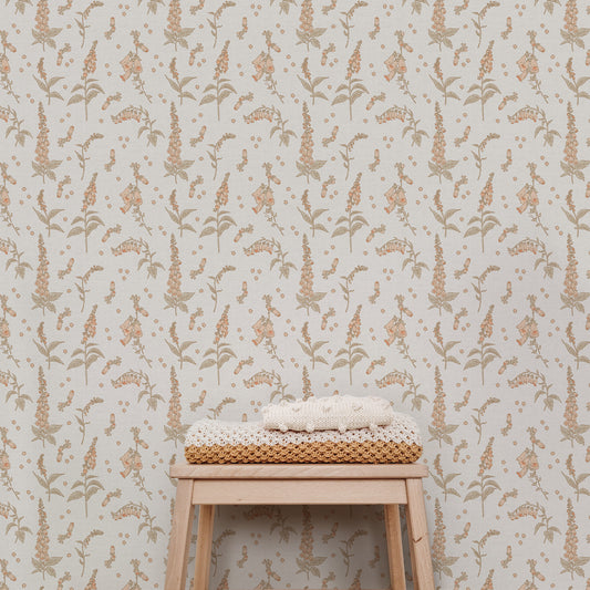 Enliven the spirit of any space with this gorgeous Foxgloves Wallpaper - Soft Gray! Its delicate botanical design will bring a touch of feminine charm & character to your walls.
