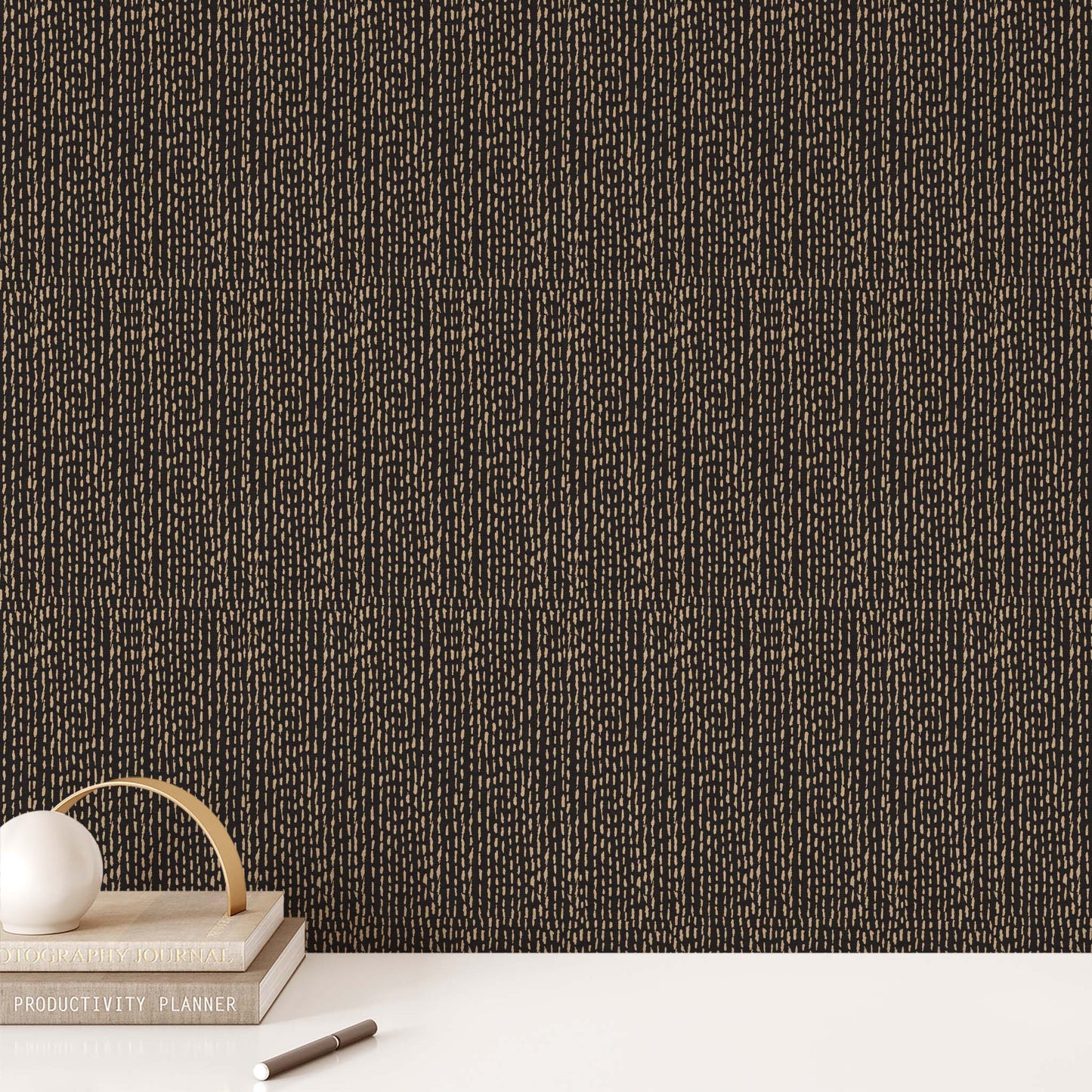 Brighten up your walls with this Freehand Dashes Wallpaper — the perfect mix of beige and charcoal. With freehand dashes, this wallpaper can liven up any space, adding unique depth to the room. 